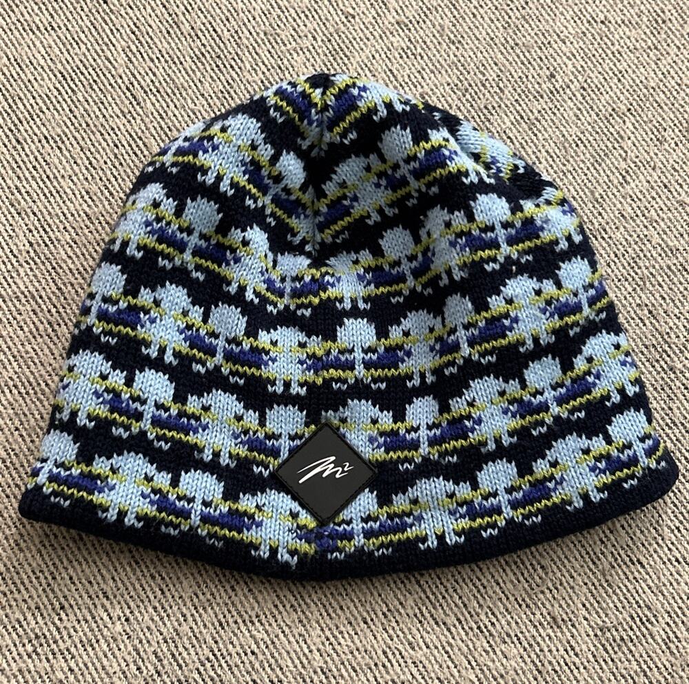 Authentic Merkley Headgear Fair Isle Beanie Blue Acrylic Made In Canada